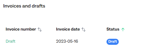 Draft invoice