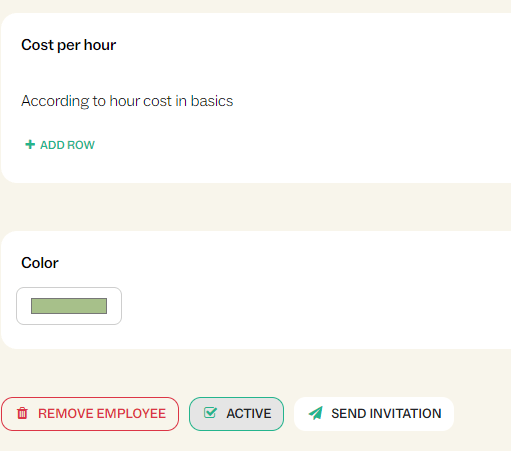 Screenshot of invite employee button
