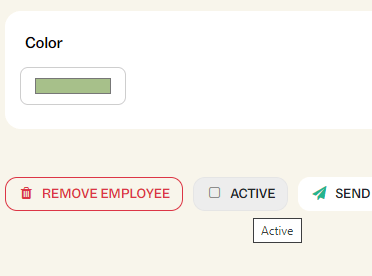Screenshot of employee deactivation button